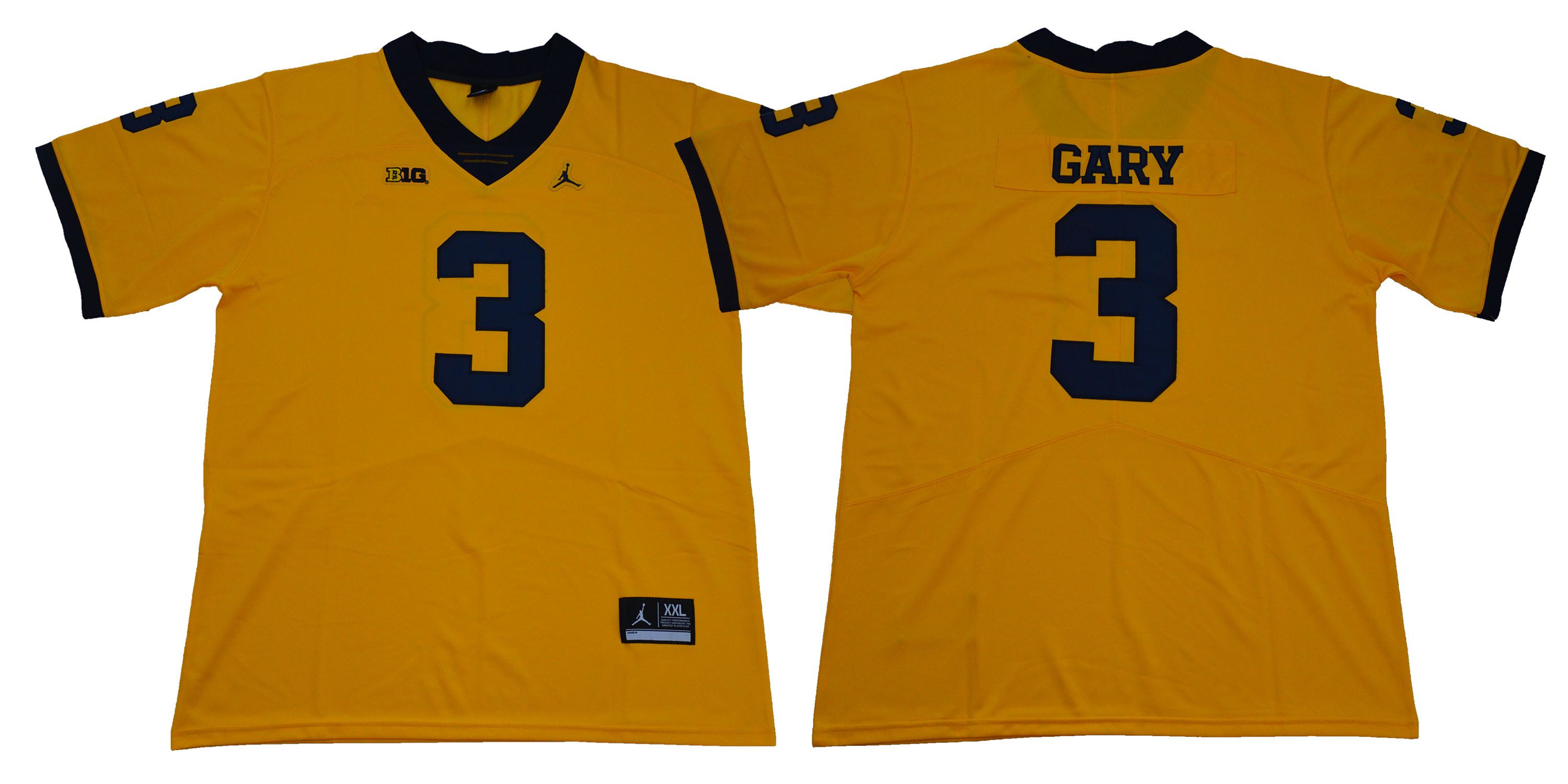 Men Michigan Wolverines #3 Gary Legend Yellow NCAA Jerseys
